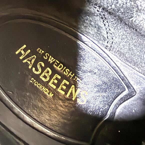 SWEDISH HASBEENS Clog Boots Size EU 40 US 10 Black Leather High Heel Jodhpur - Picture 8 of 10